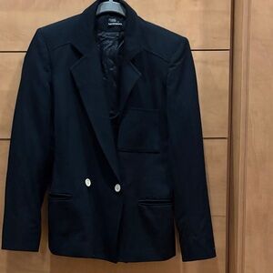Source Unknown Black Blazer with White Buttons
